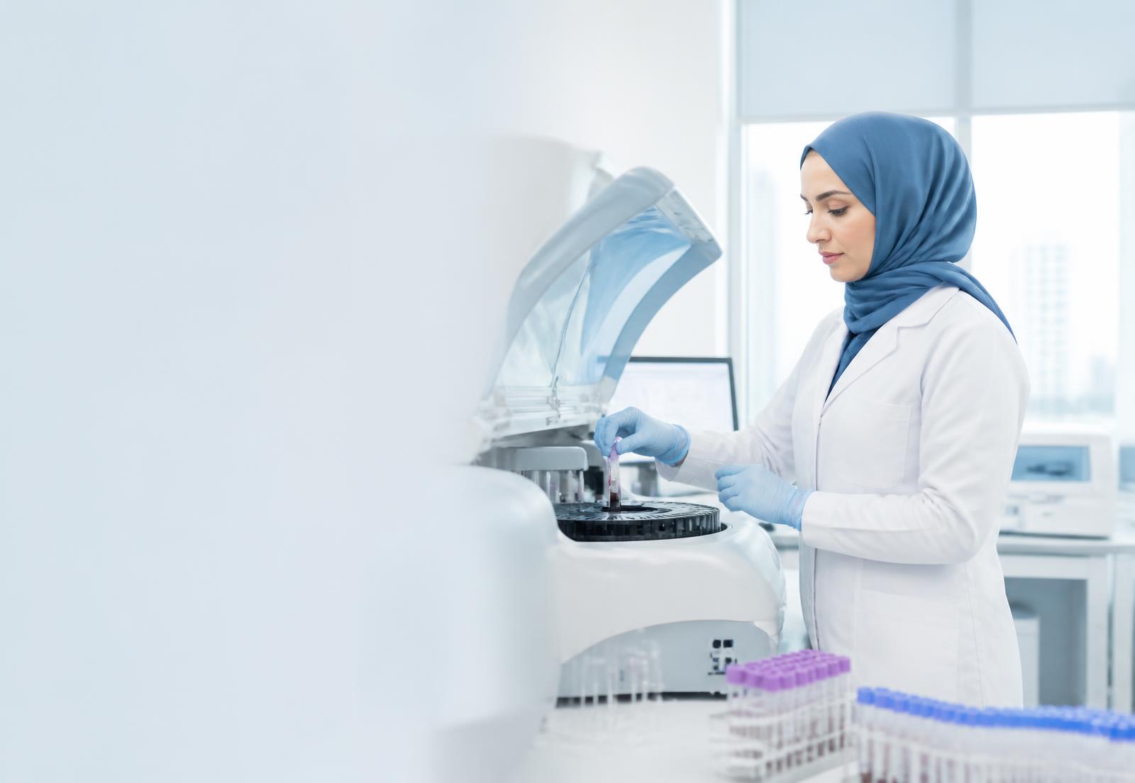 Laboratory scientist processing blood samples